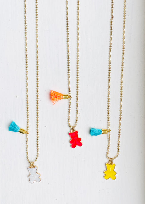 Handmade Gold-dipped Bear Necklace